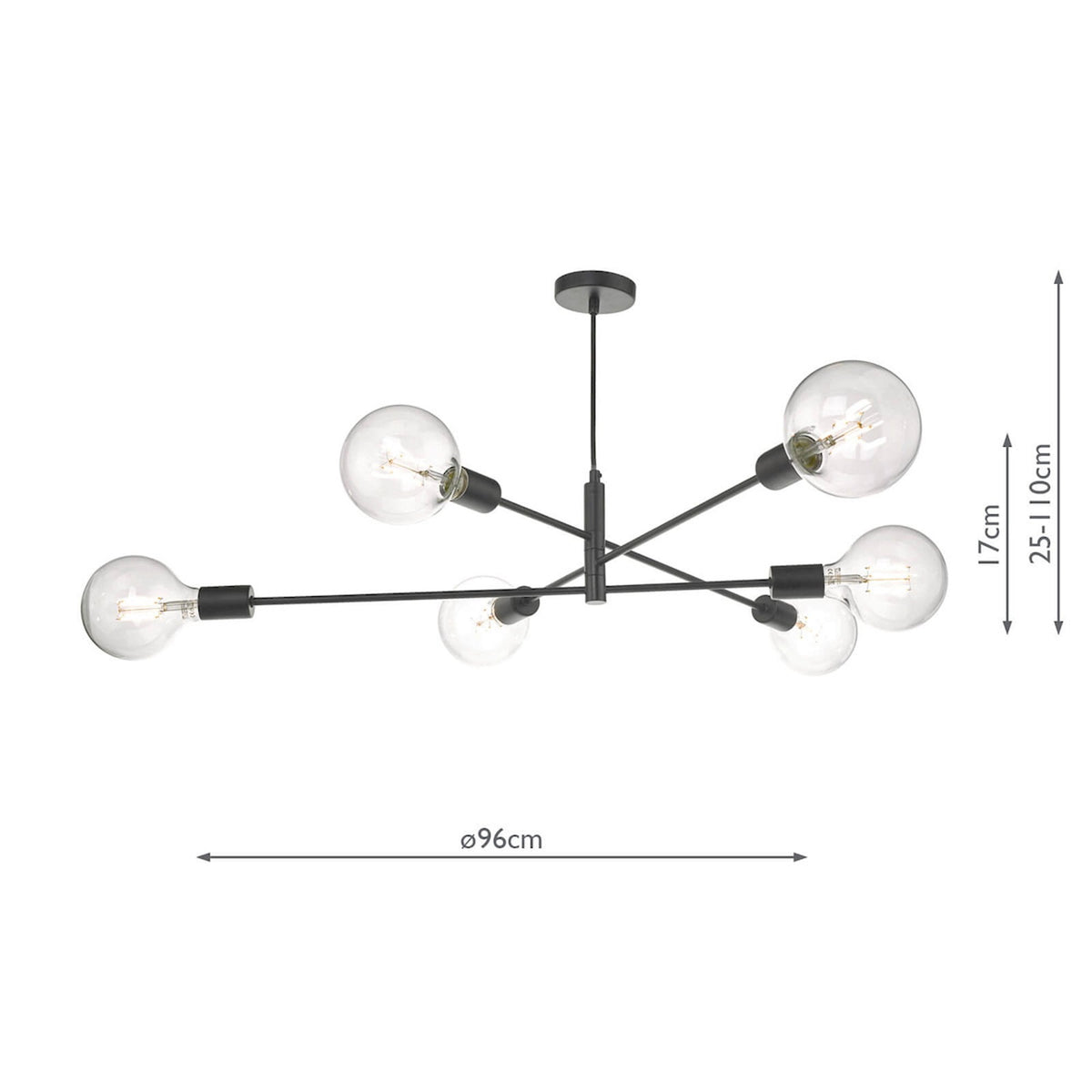 Alana Six Light Pendant in Black