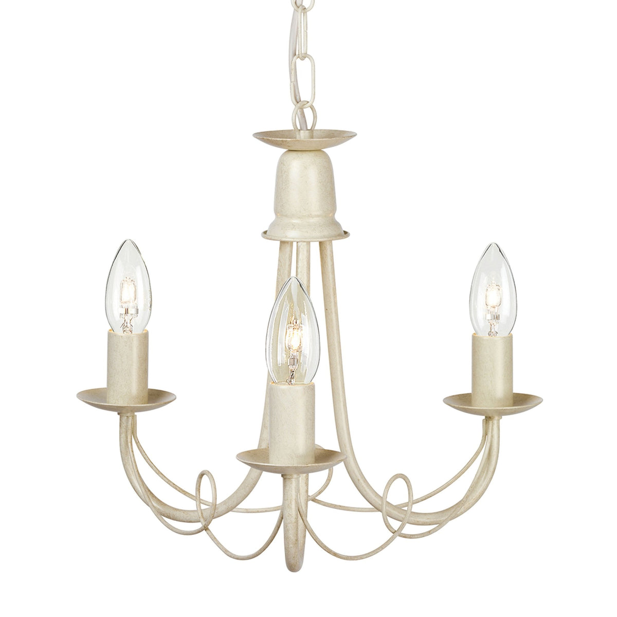 Minster Three Light Chandelier or Semi Flush in Ivory Gold