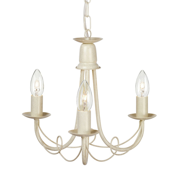 Minster Three Light Chandelier or Semi Flush in Ivory Gold