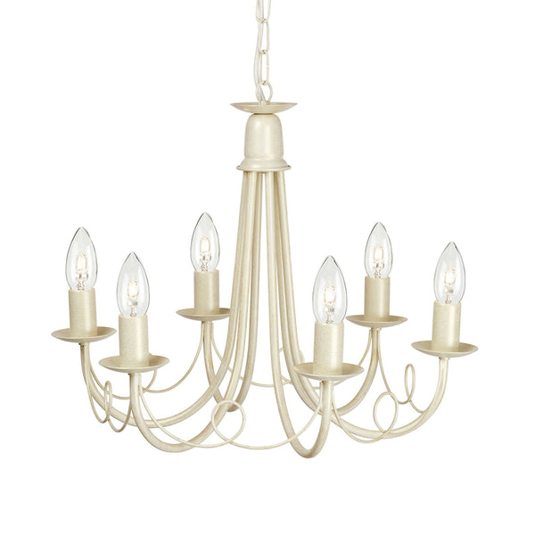 Minster Six Light Chandelier or Semi Flush in Ivory Gold
