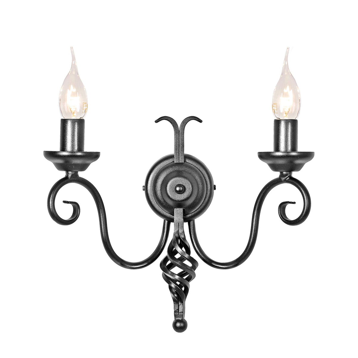 Harlech Twin Arm Wall Light in Black