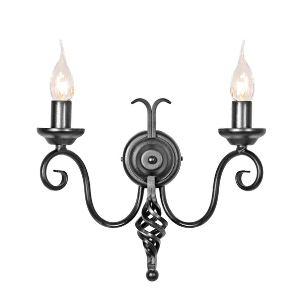 Harlech Twin Arm Wall Light in Black