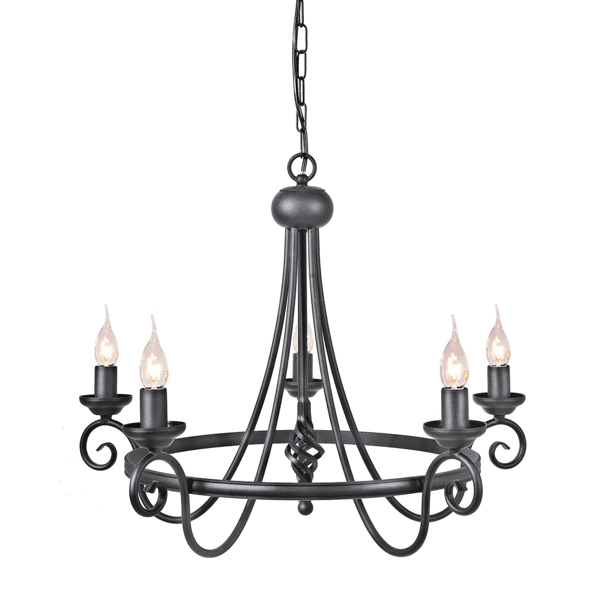 Harlech Five Light Chandelier in Black