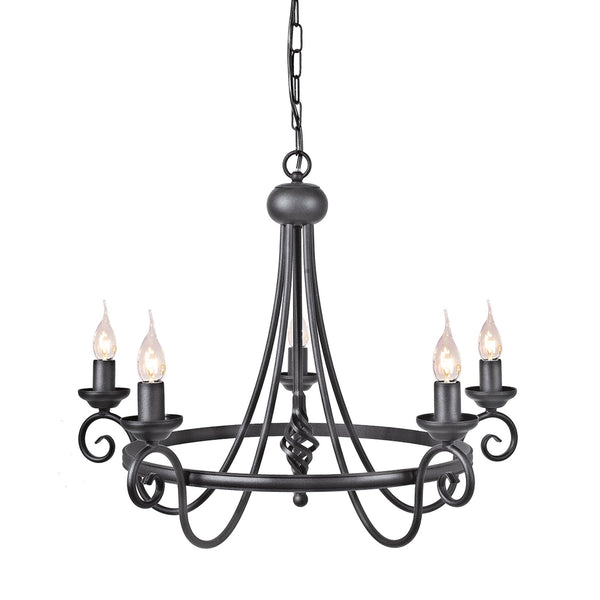Harlech Five Light Chandelier in Black
