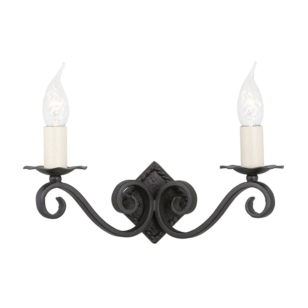 Rectory Scroll Twin Wall Light in Wrought Iron