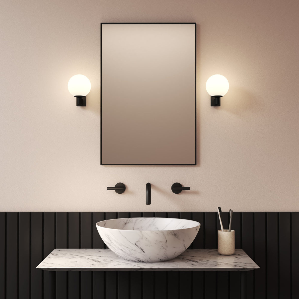 Sagara IP44 Bathroom Wall Light in Matt Black