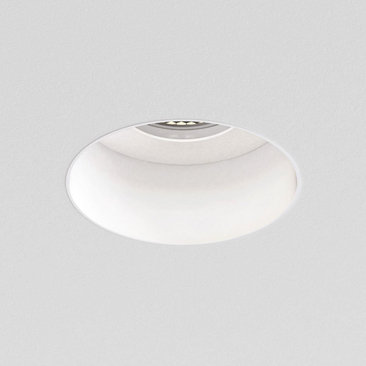 Trimless Slimline Round Fixed Fire-Rated IP65 Downlight in Matt White