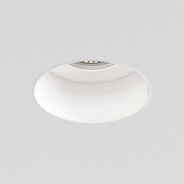 Trimless Slimline Round Fixed Fire-Rated IP65 Downlight in Matt White
