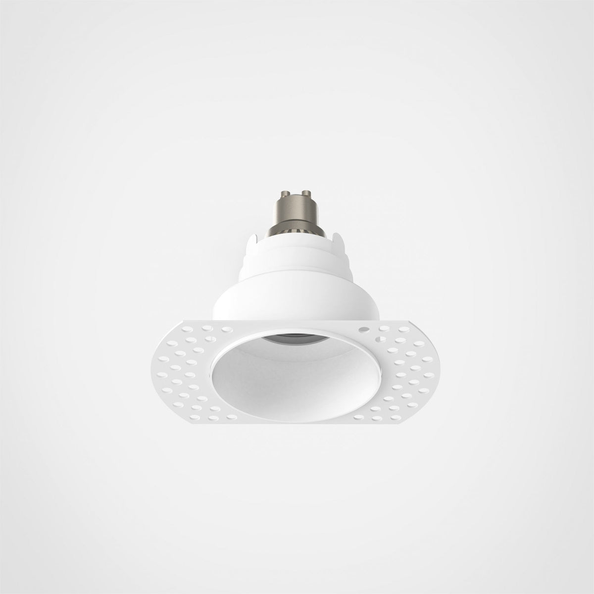 Trimless Slimline Round Fixed Fire-Rated IP65 Downlight in Matt White