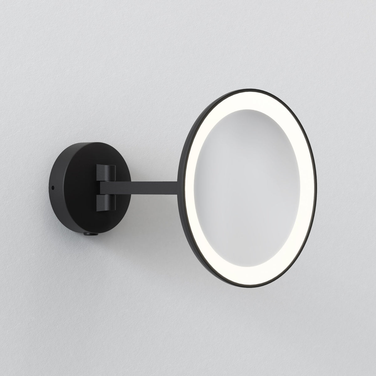 Mascali Round IP44 LED Adjustable Magnifying Mirror in Matt Black