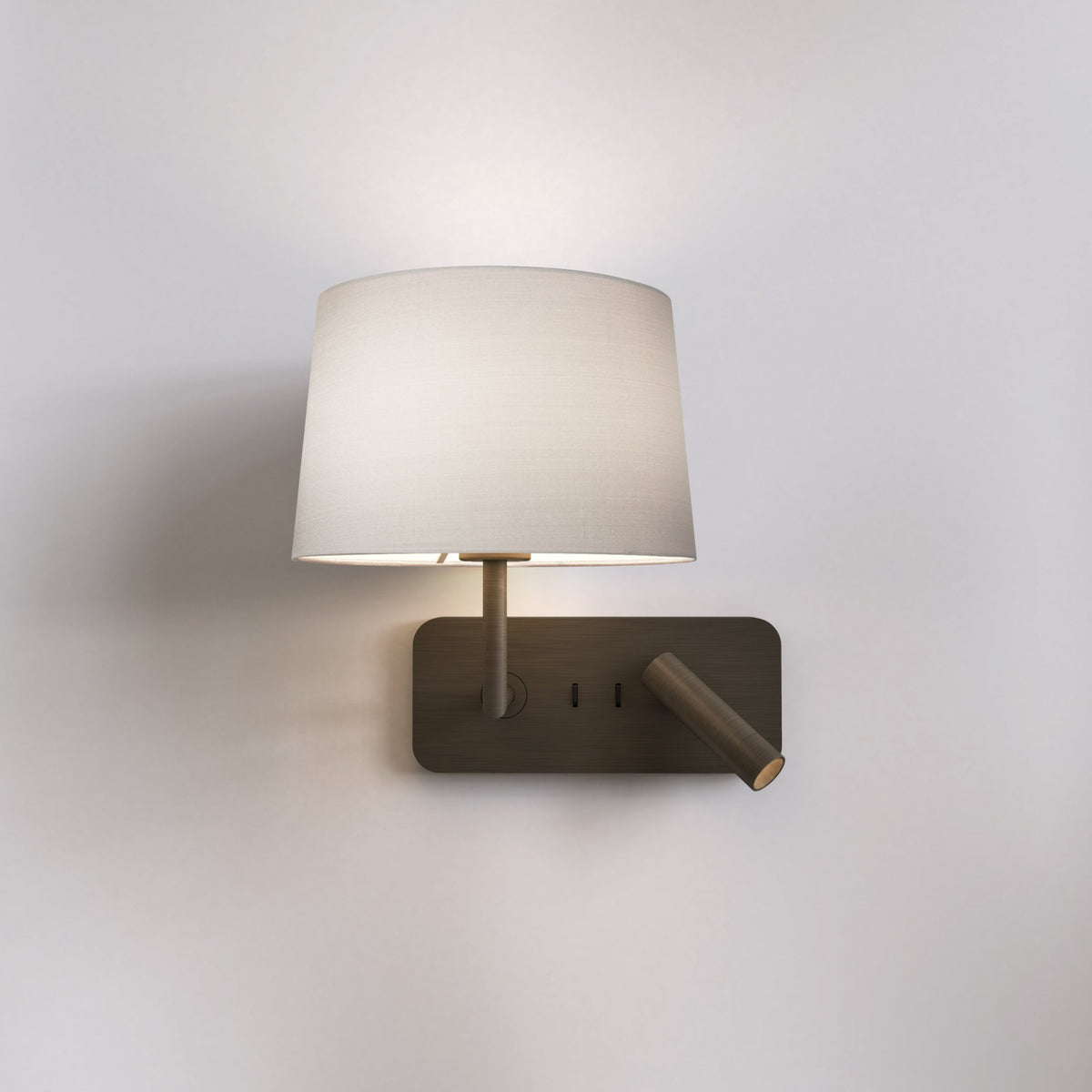 Side by Side Grande Bedside Wall & Reading Light with USB in Bronze