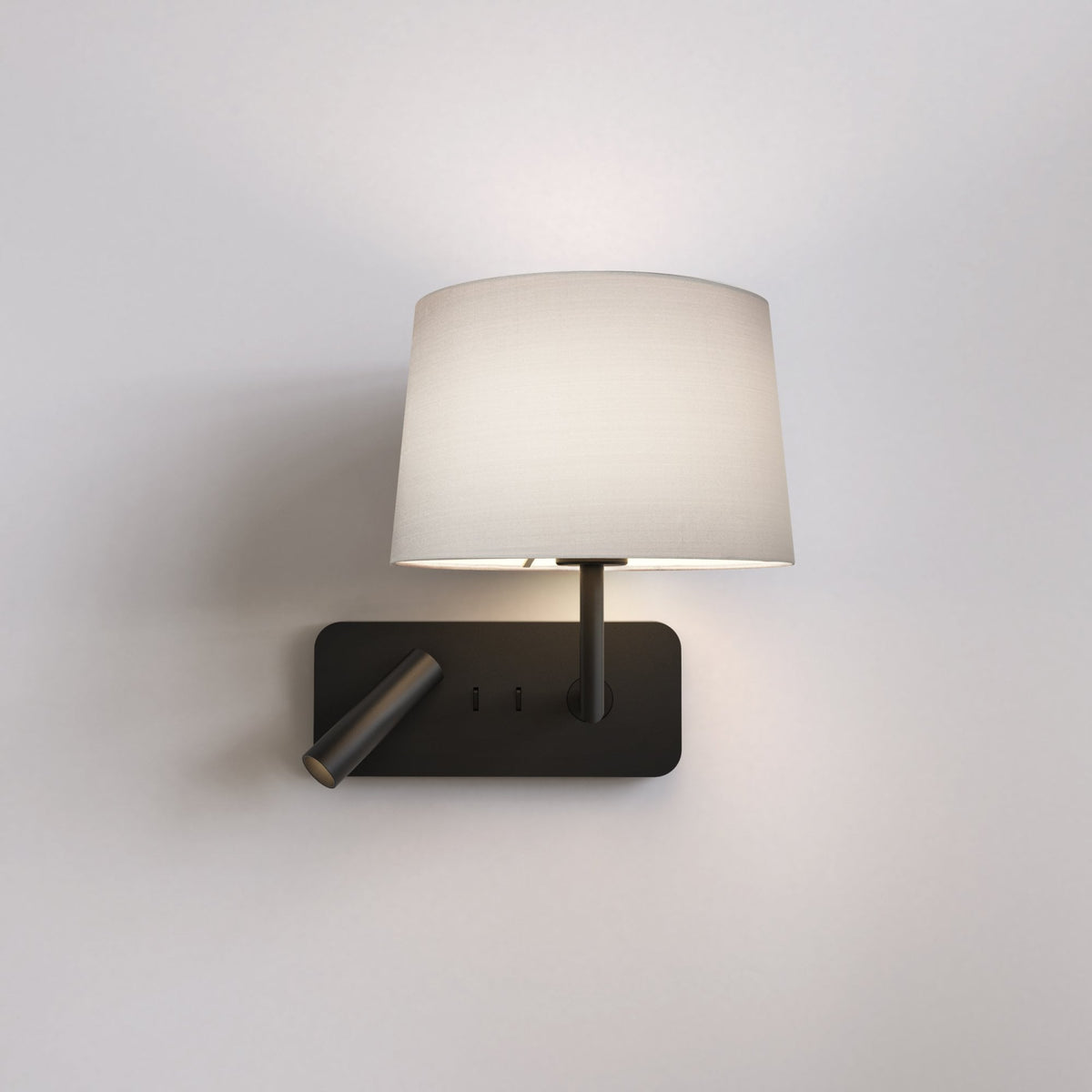 Side by Side Grande Bedside Wall & Reading Light with USB in Matt Black