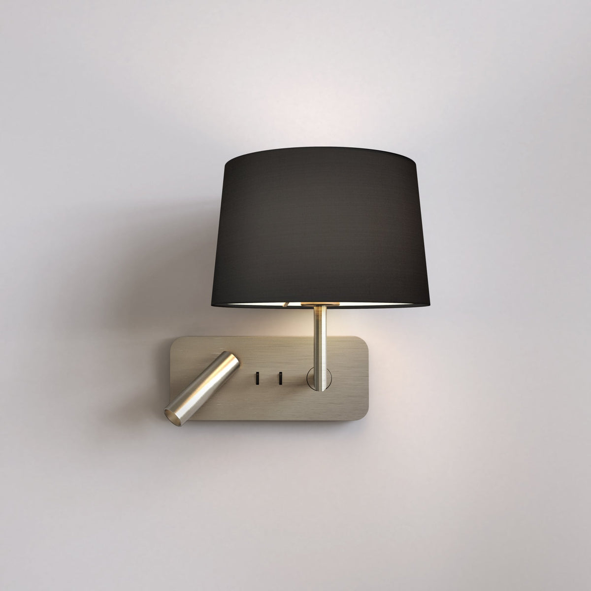 Side by Side Grande Bedside Wall & Reading Light with USB in Matt Nickel