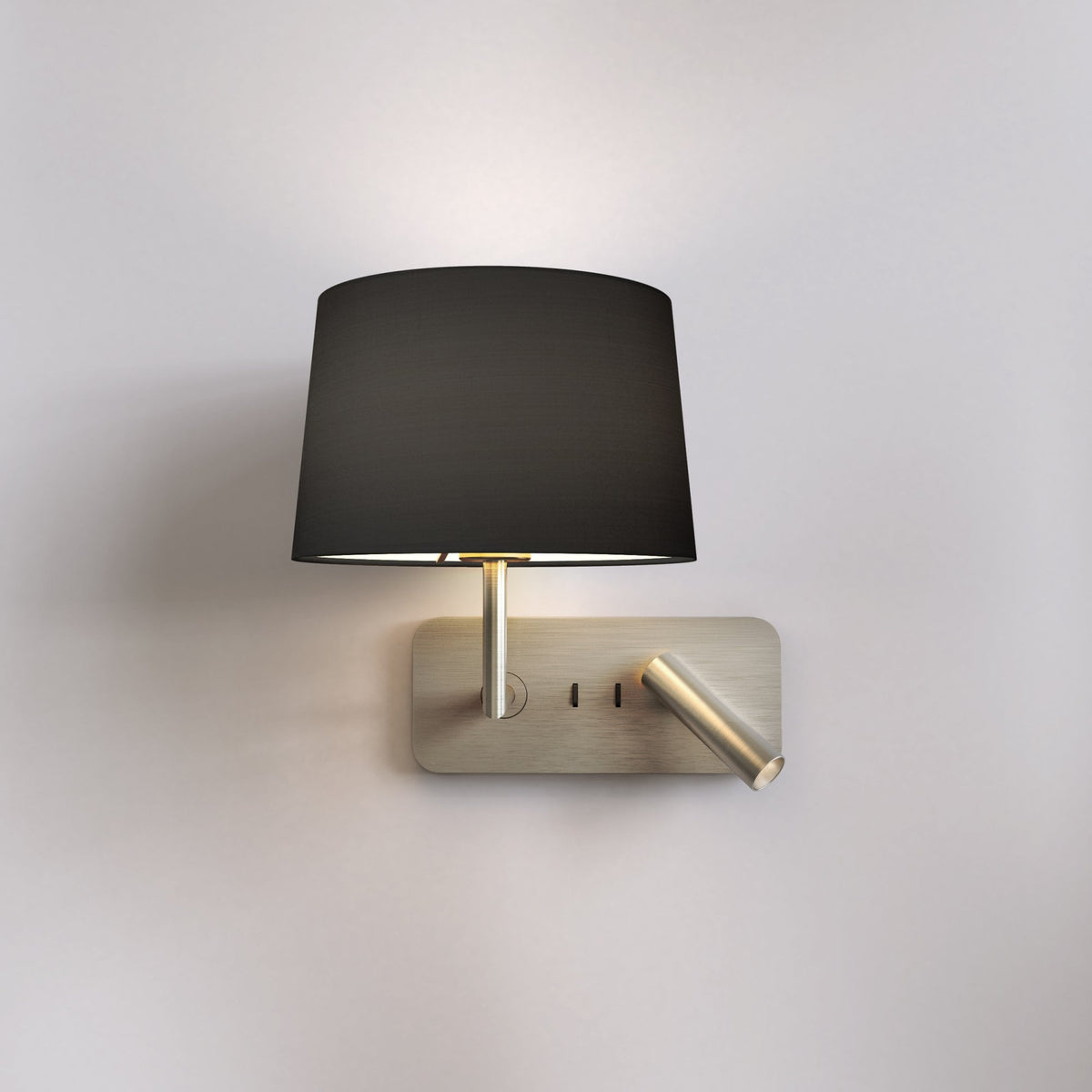 Side by Side Grande Bedside Wall & Reading Light with USB in Matt Nickel