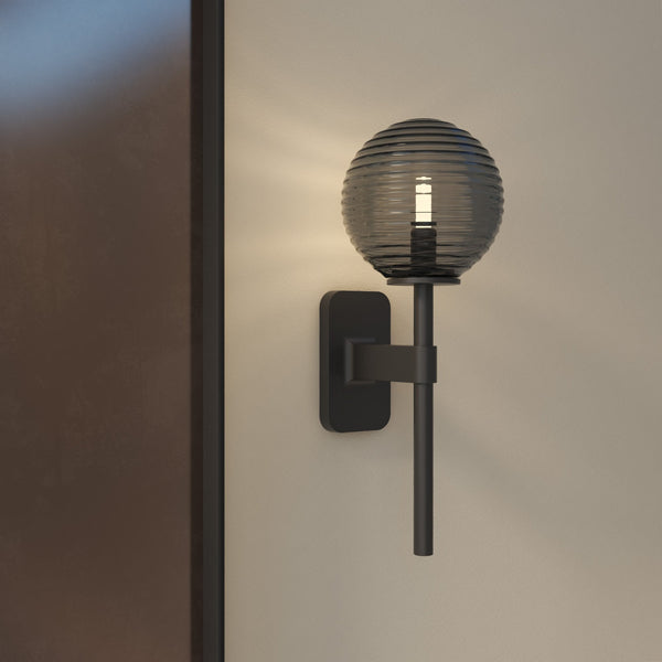 Tacoma IP44 Single Wall Light in Matt Black