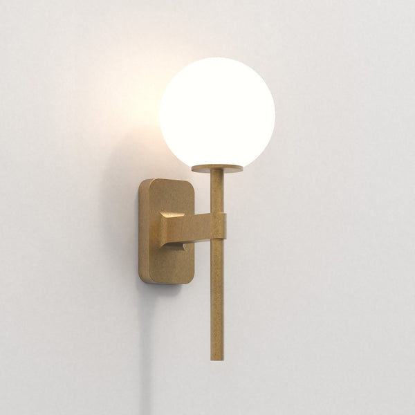 Tacoma IP44 Single Wall Light in Antique Brass