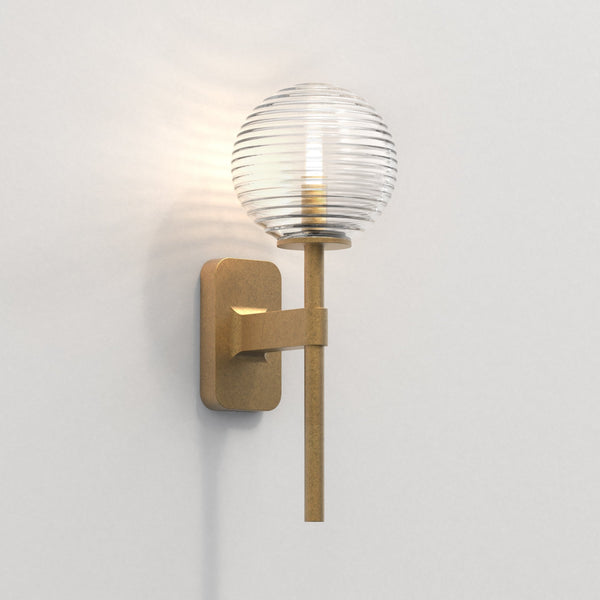 Tacoma IP44 Single Wall Light in Antique Brass