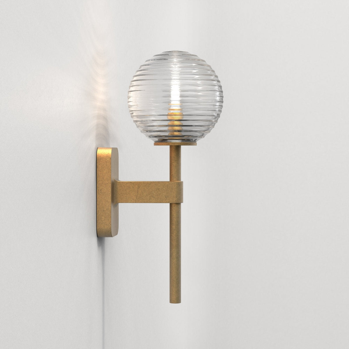 Tacoma IP44 Single Wall Light in Antique Brass