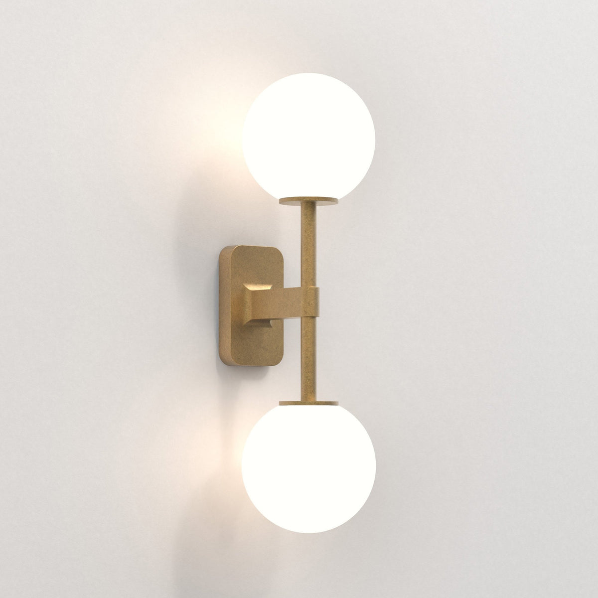 Tacoma IP44 Twin Wall Light in Antique Brass