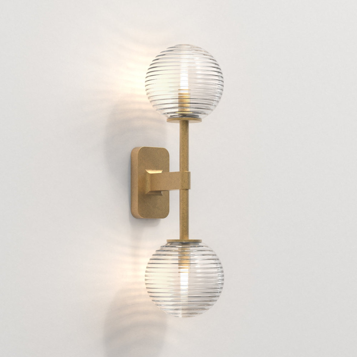 Tacoma IP44 Twin Wall Light in Antique Brass