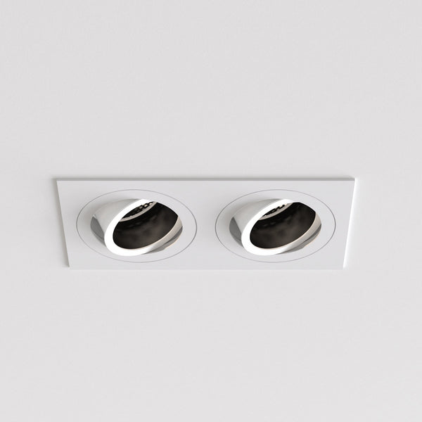 Pinhole Square Twin Adjustable Downlight in Matt White