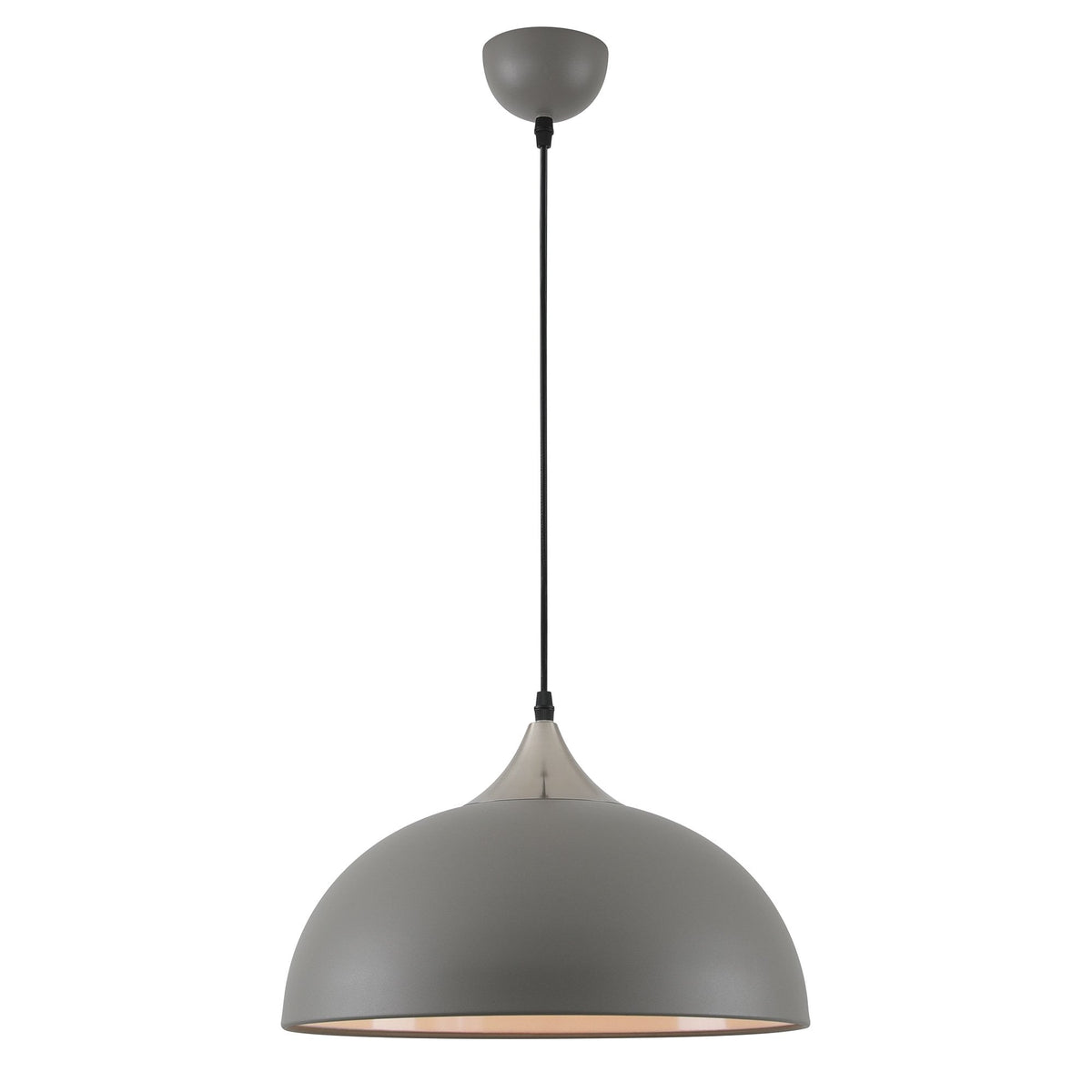 Bampton Dome Pendant in Textured Grey & Satin Nickel