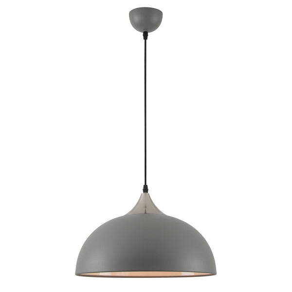 Bampton Dome Pendant in Textured Grey & Satin Nickel