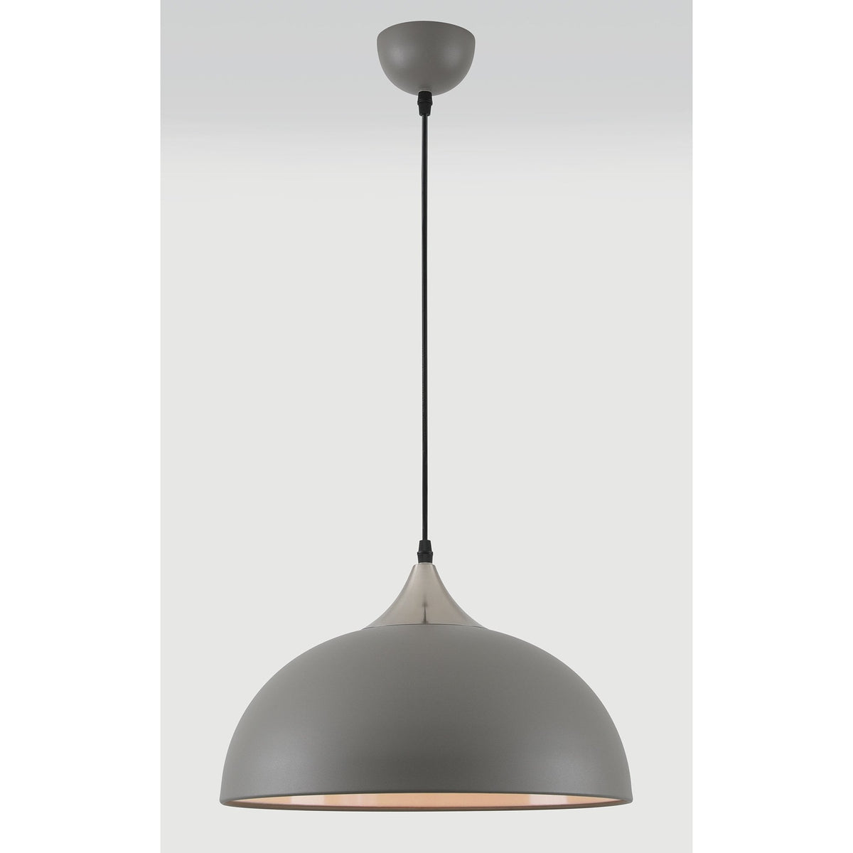 Bampton Dome Pendant in Textured Grey & Satin Nickel