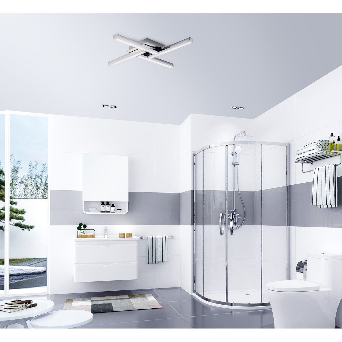 Harpford IP44 LED Ceiling Light in Polished Chrome