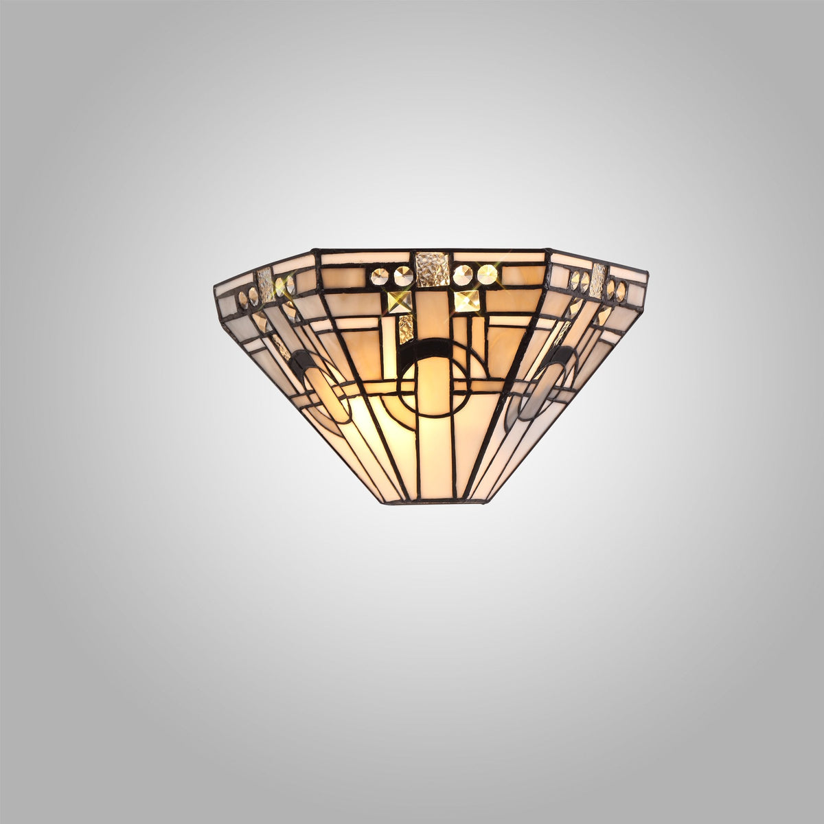 Jacobstowe Tiffany E14 Wall Light in White Grey Black Clear Crystal