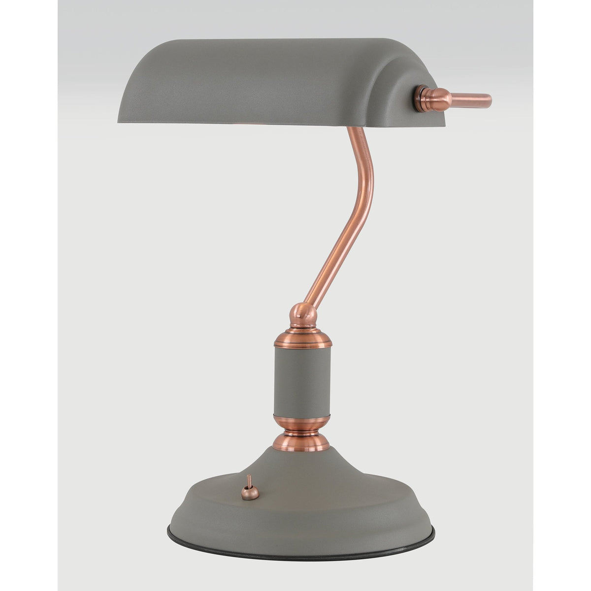 Modbury Bankers Table Lamp Toggle Switched in Textured Grey & Copper