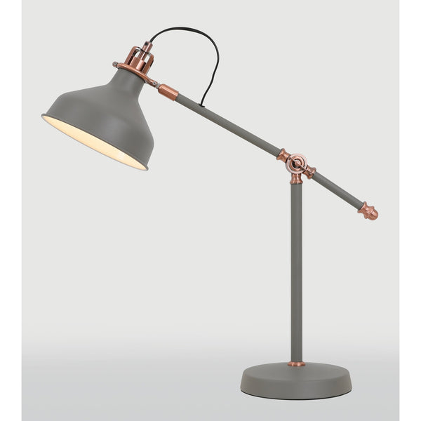 Modbury Adjustable Table Lamp in Textured Grey & Copper