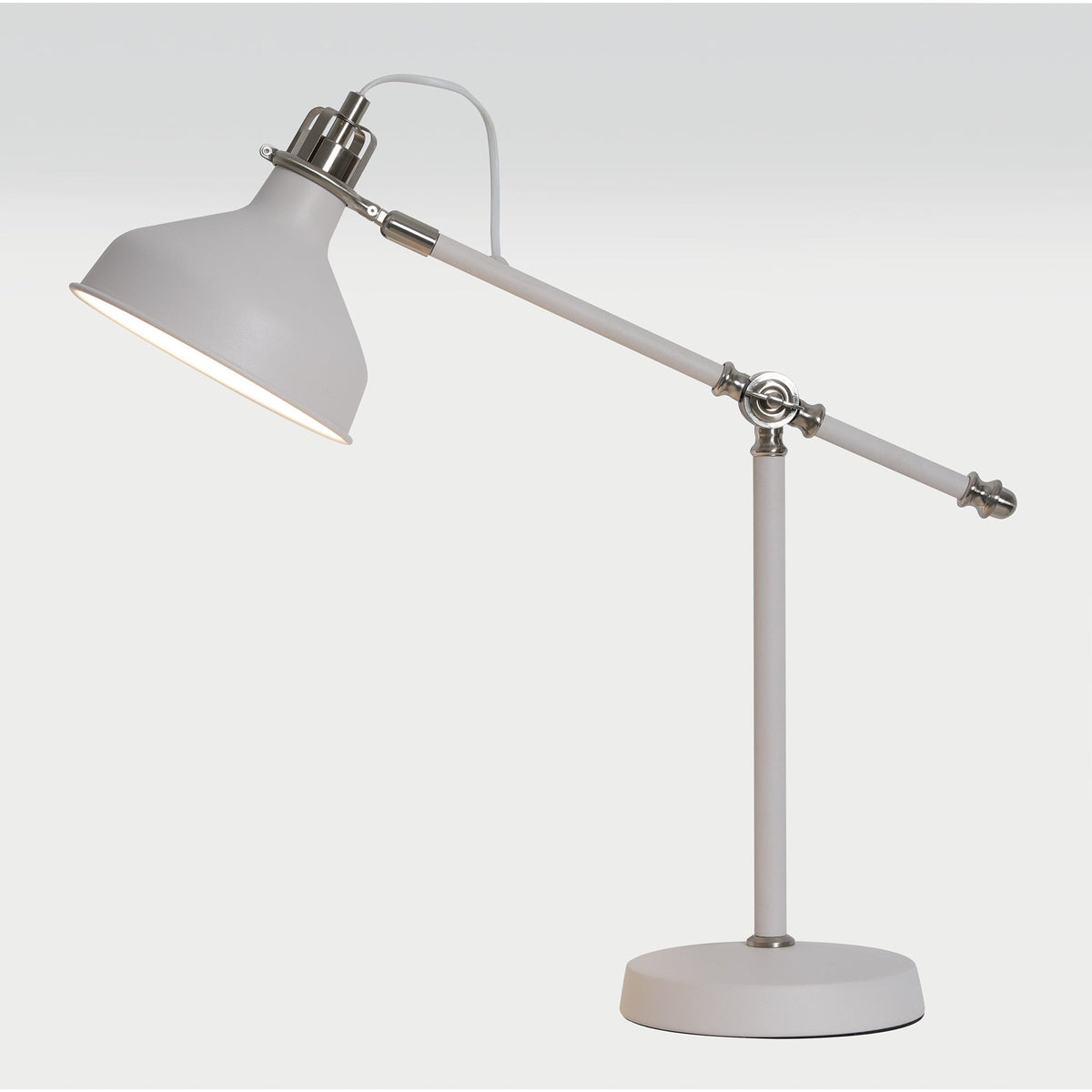 Modbury Adjustable Table Lamp in Textured White & Satin Nickel