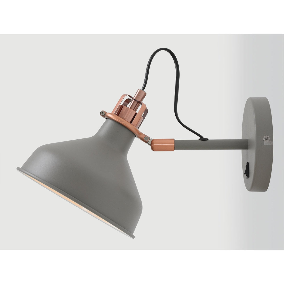 Modbury Switched Adjustable Wall Light in Textured Grey & Copper