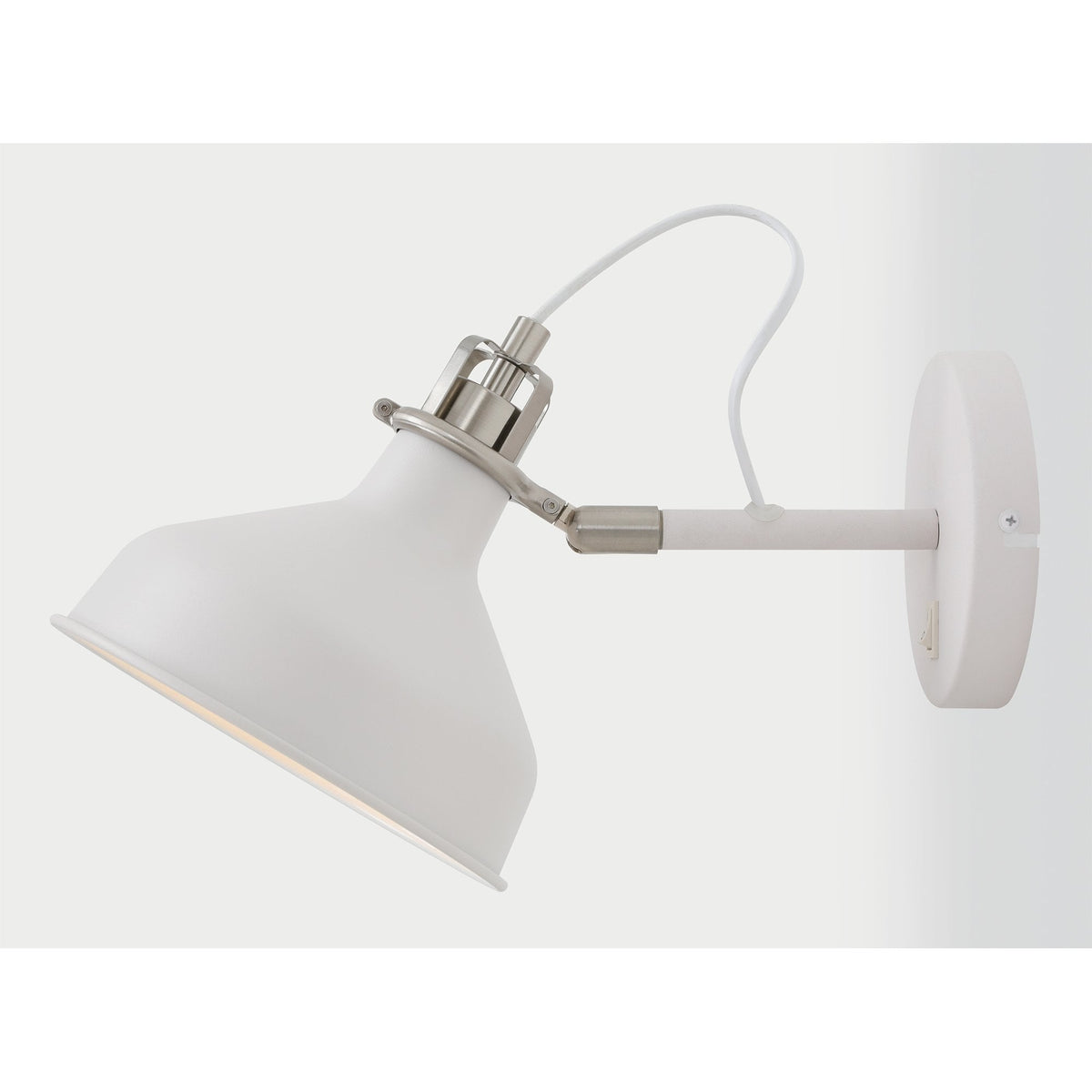 Modbury Switched Adjustable Wall Light in Textured White & Satin Nickel
