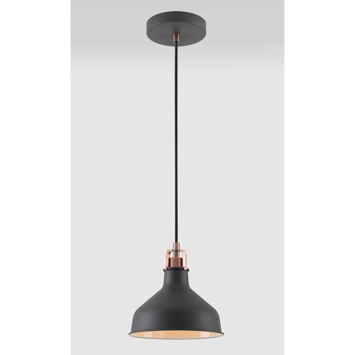 Modbury 190mm Pendant Light in Textured Graphite and Copper