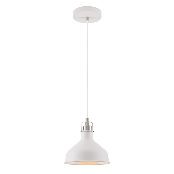 Modbury 190mm Pendant Light in Textured White and Satin Nickel