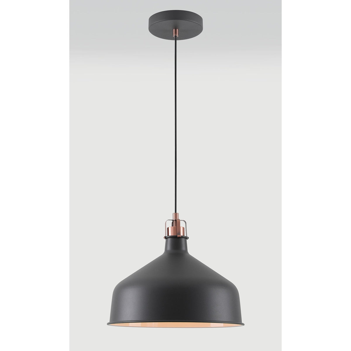 Modbury 300mm Pendant Light in Textured Graphite and Copper