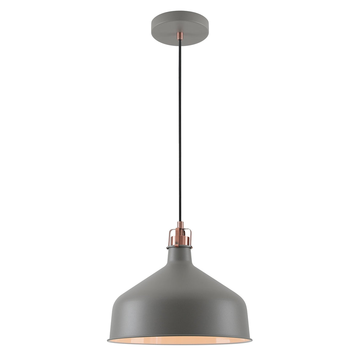 Modbury 300mm Pendant Light in Textured Grey and Copper