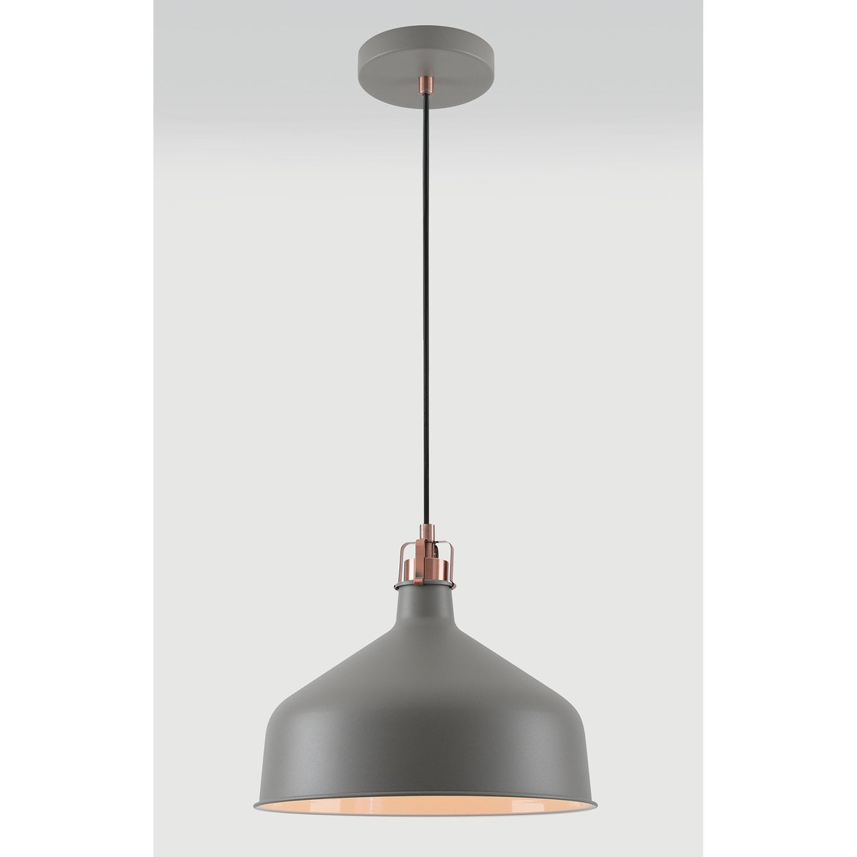 Modbury 300mm Pendant Light in Textured Grey and Copper