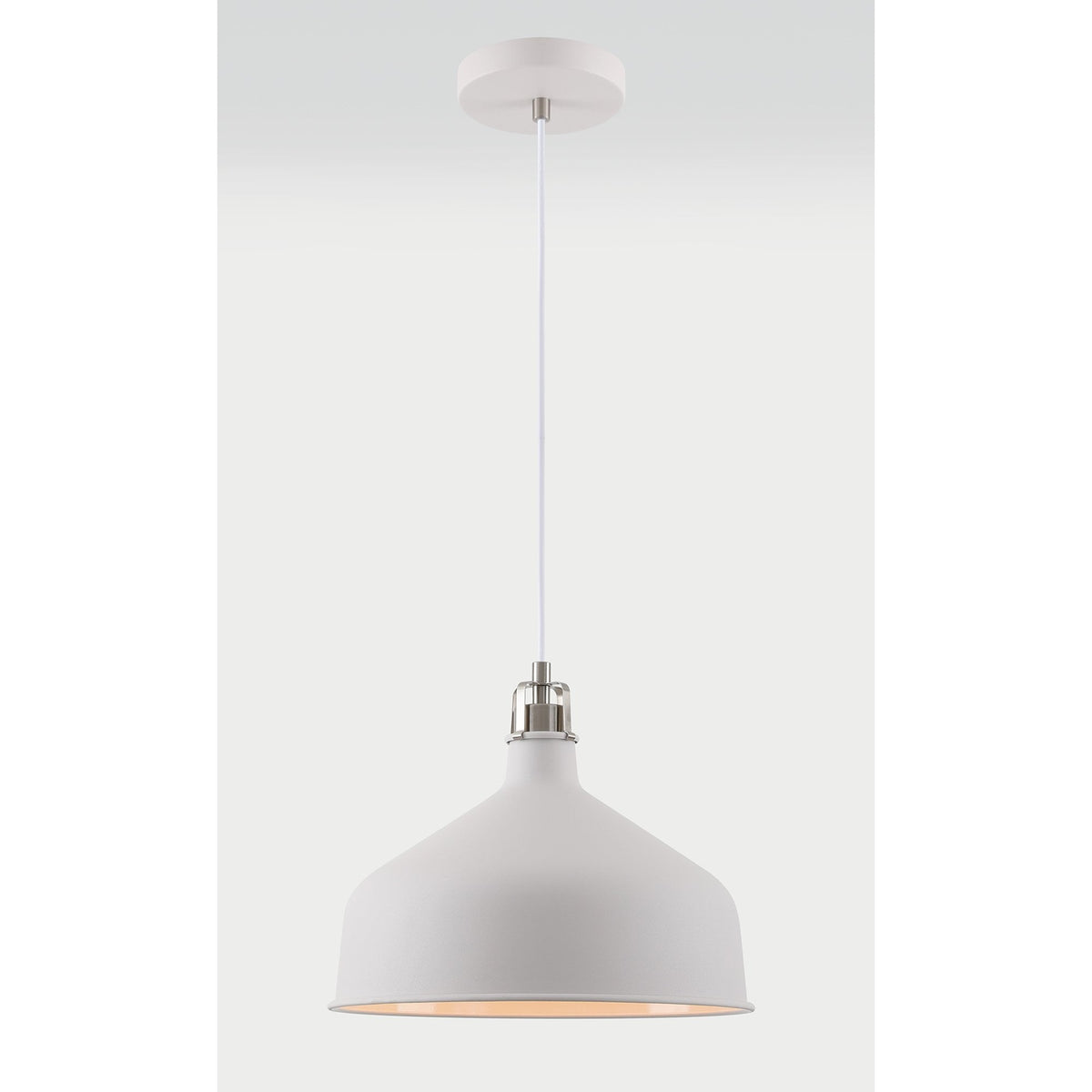 Modbury 300mm Pendant Light in Textured White and Satin Nickel