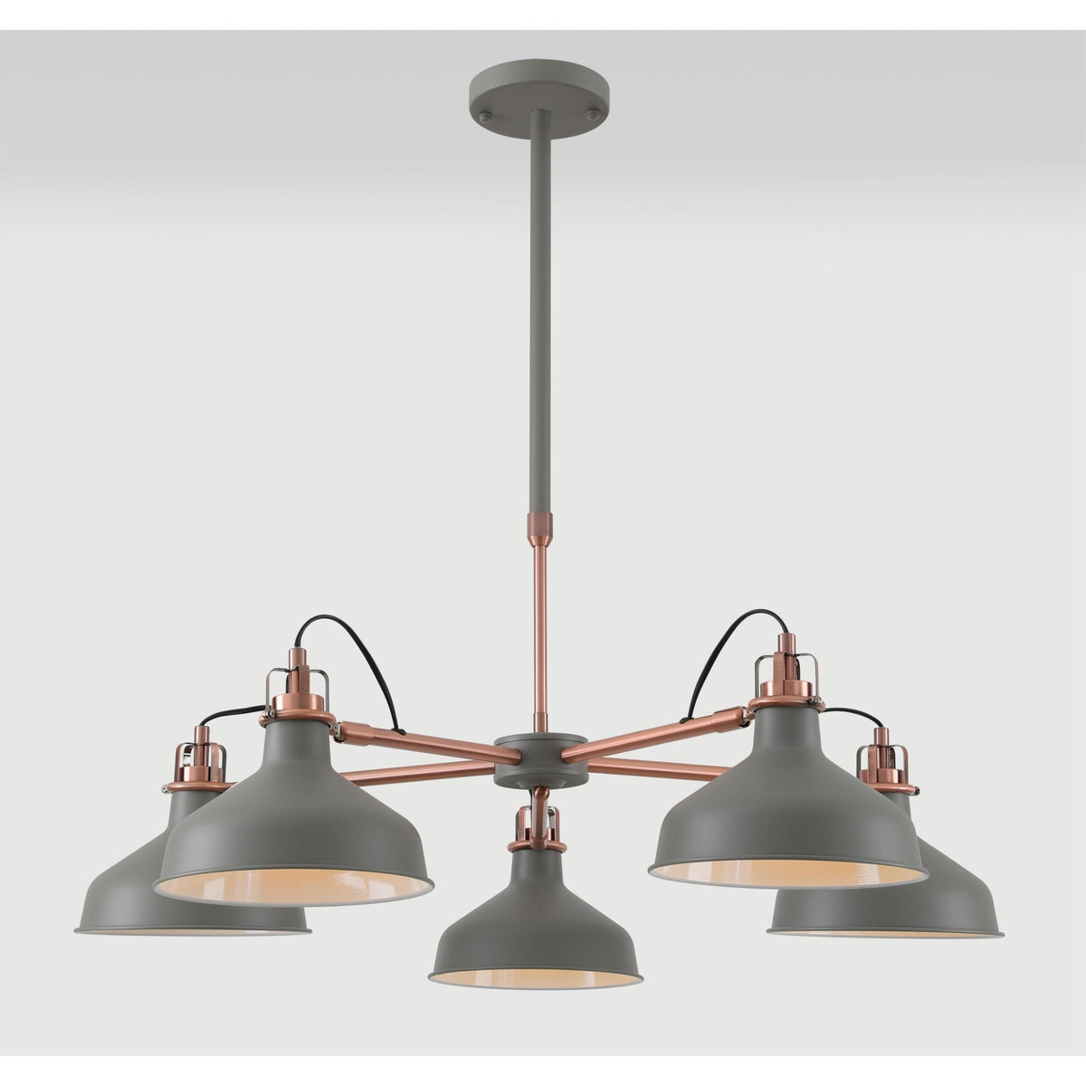 Modbury Telescopic 5 Light Pendant in Textured Grey & Copper