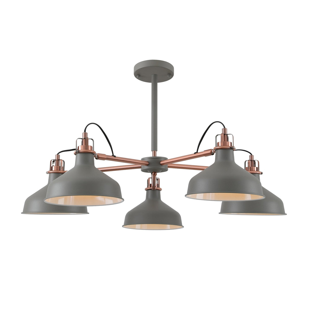 Modbury Telescopic 5 Light Pendant in Textured Grey & Copper
