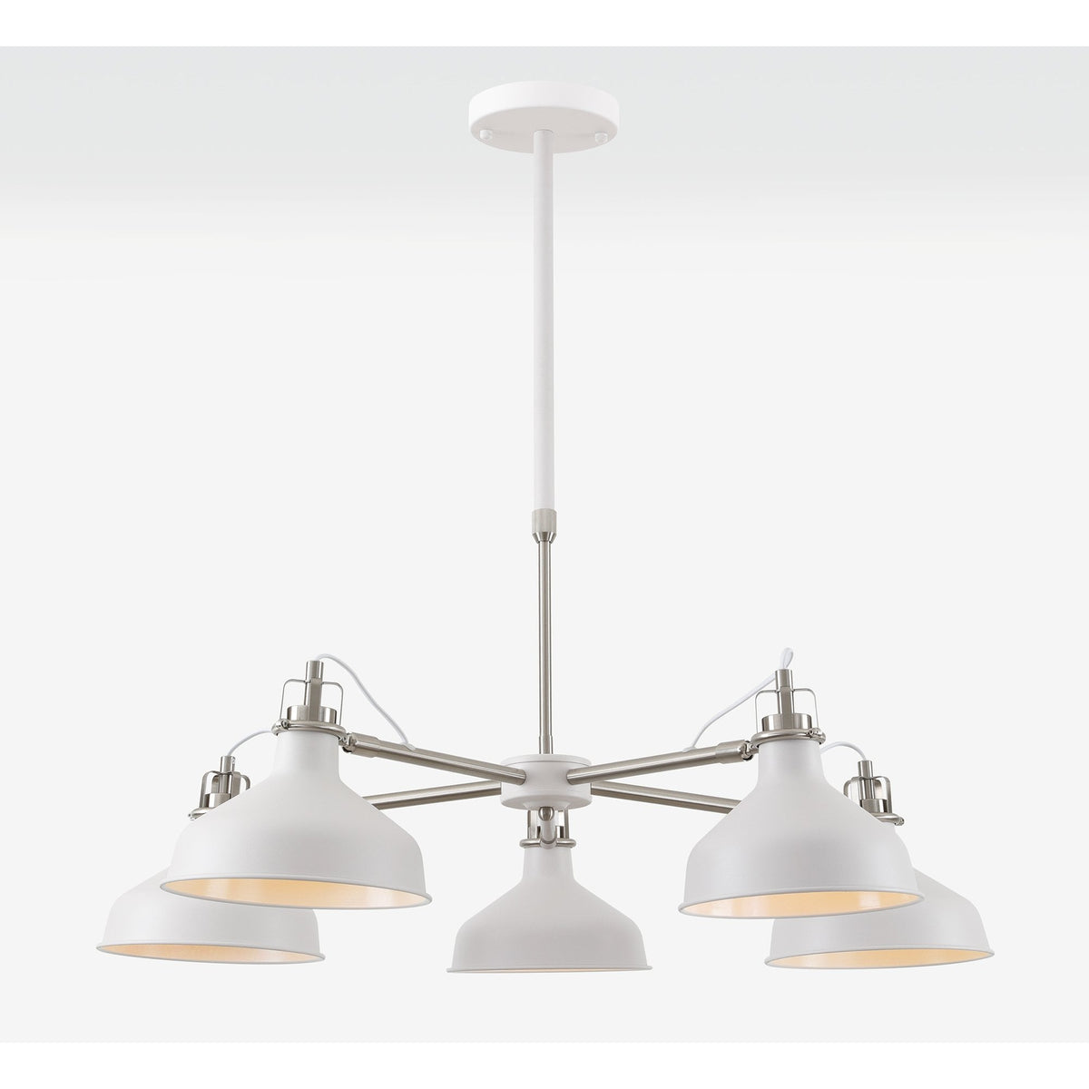 Modbury Telescopic 5 Light Pendant in Textured White & Satin Nickel