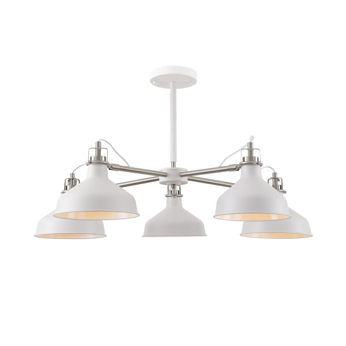 Modbury Telescopic 5 Light Pendant in Textured White & Satin Nickel