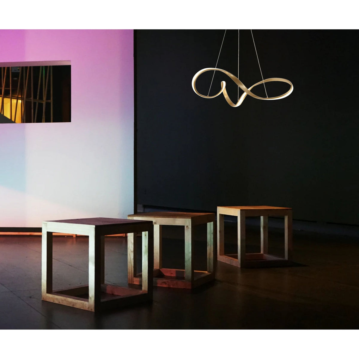 Beaford Medium 39W LED Pendant in Sand Gold