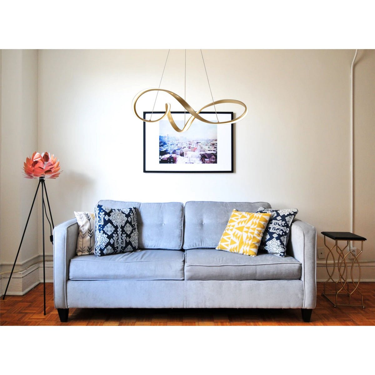 Beaford Medium 39W LED Pendant in Sand Gold