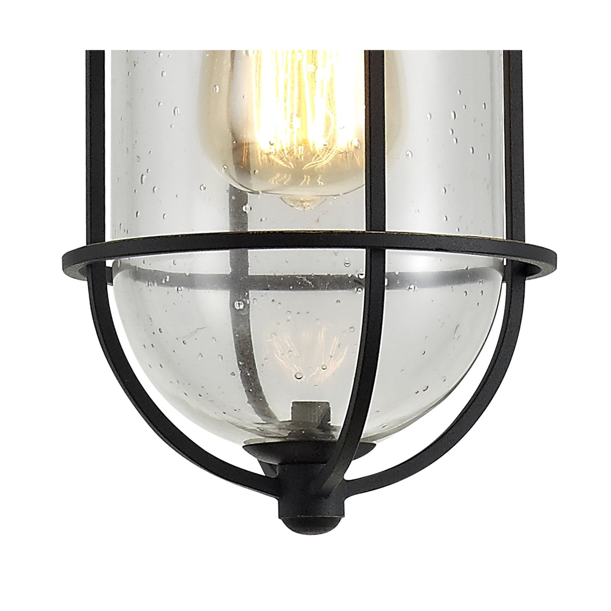 Sandford Black & Gold IP54 Exterior Pendant with Seeded Clear Glass