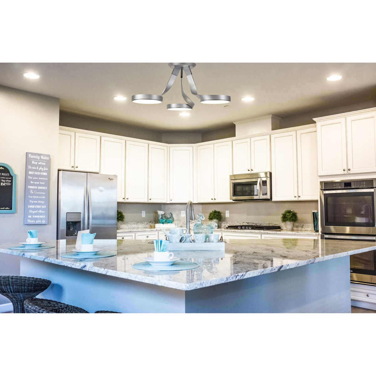 Virginstow 12W LED 3 Light Semi Flush Ceiling Light in Silver and Polished Chrome