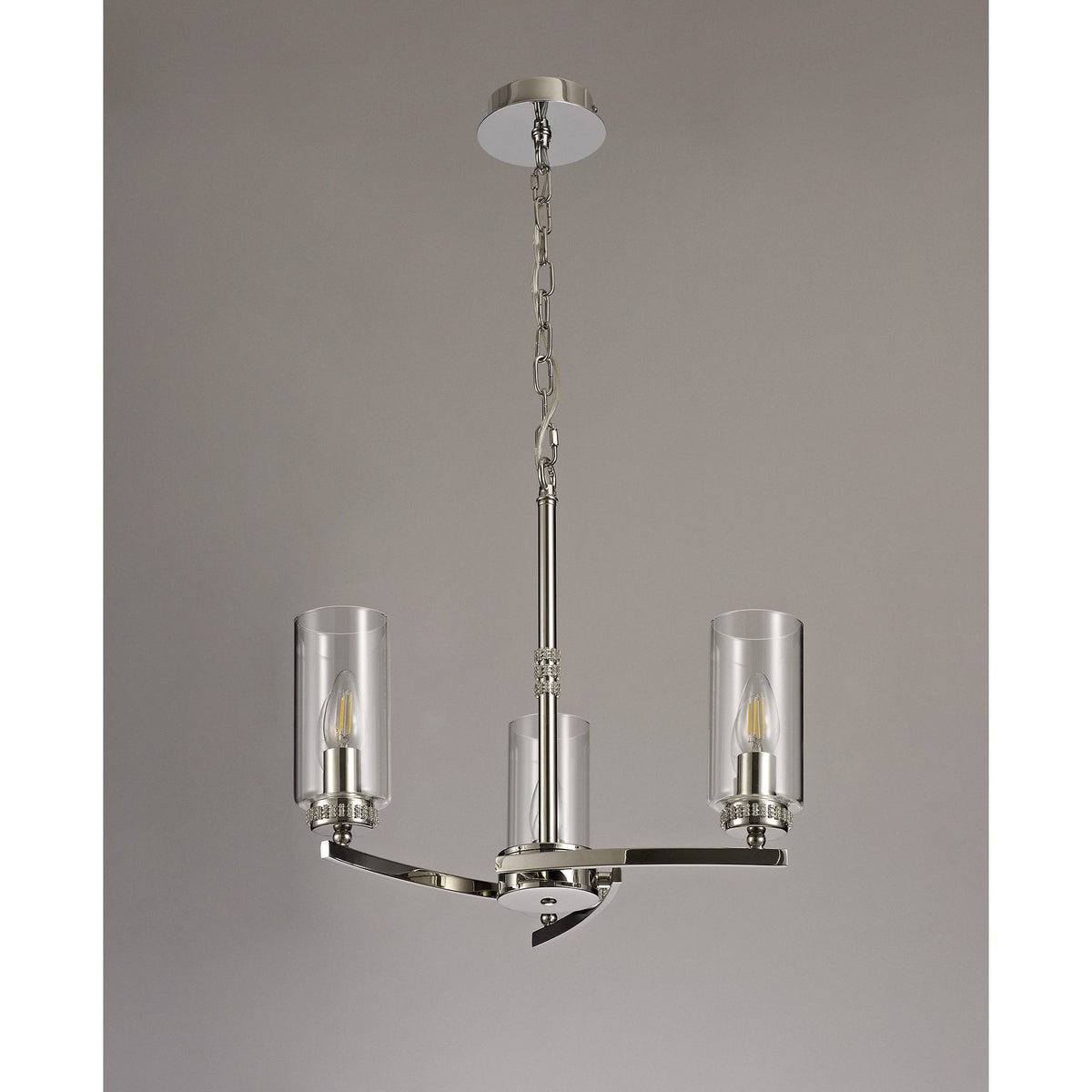 Dunstone 3 Arm Pendant or Semi Flush in Polished Nickel